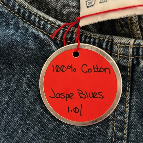 #C084 Vintage Jaspe Blues Denim Jumper Dress with Embroidered Details (1X) - Picture 6 of 8